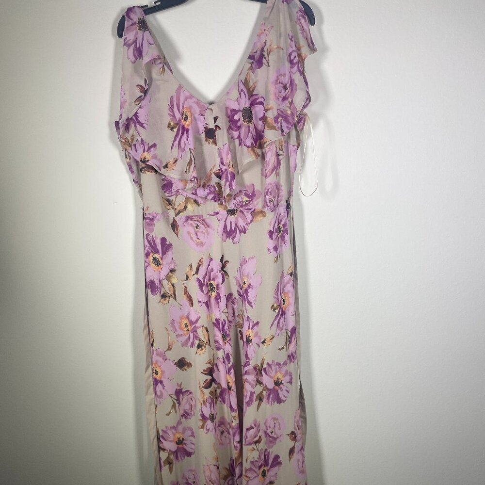 Taylor Women's Sleeveless Floral Maxi Dress Tie Waist Pink Tan Size: 6 - Picture 1 of 7